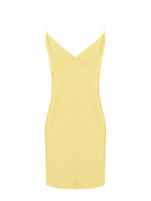 Желтое платье-мини из шелка, 1