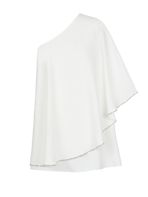 Белое асимметричное платье-мини со стразами, 1