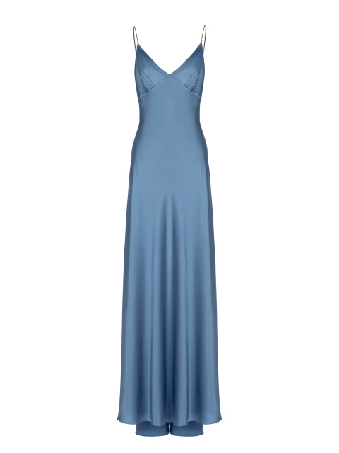 Голубое платье-макси из шелка, 1