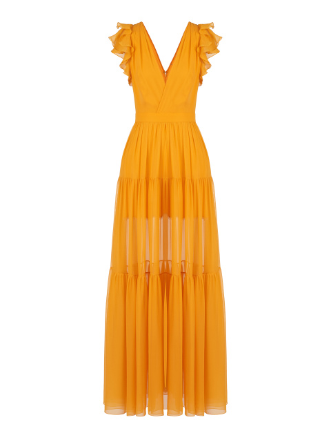 Оранжевое платье-миди из шифона, 1