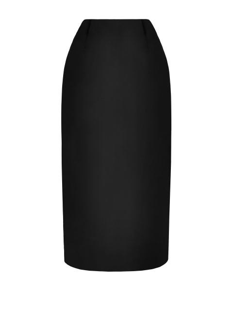 Черная атласная юбка-миди, 1