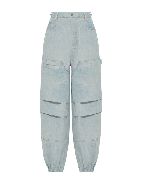 Голубые вареные джинсы с манжетами, 1