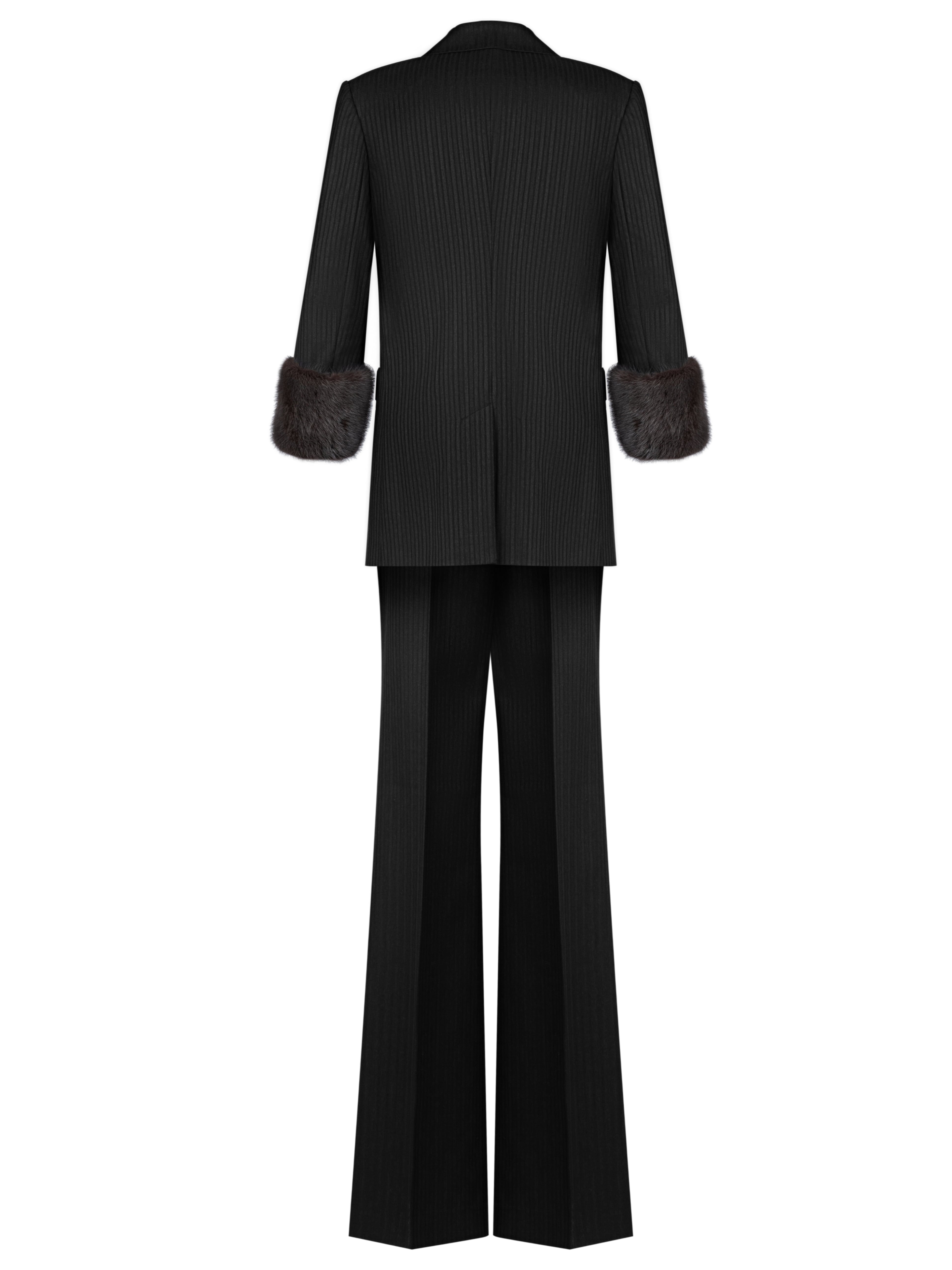 Черный костюм-тройка с норковым мехом, артикул 1-10-002-1703/9МН | Купить в интернет-магазине Yana в Москве