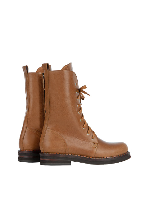 Коричневые высокие кожаные ботинки с вышивкой, 3