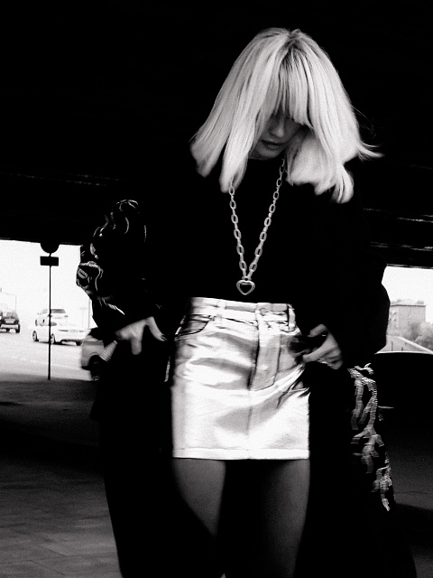 Юбка-мини из денима с серебряным напылением, 7 Юбка-мини из денима с серебряным напылением, 7