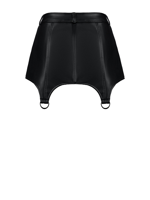 Черная ультра мини юбка из эко-кожи, 3