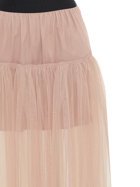 Розовая юбка-макси из прозрачного фатина с блестками, 4