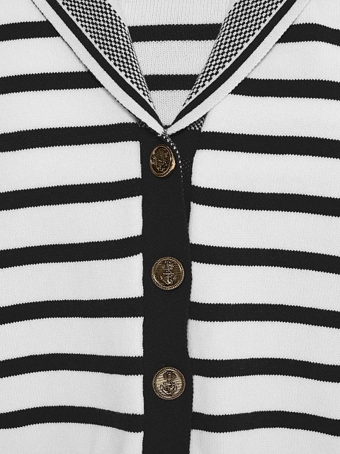 Укороченный белый кардиган в черную полоску , 3