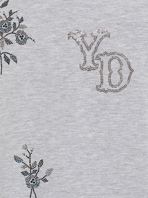 Серый хлопковый лонгслив со стразами, 4