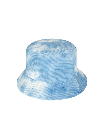 Голубая tie-dye панама из вельвета с голубой вышивкой, 2