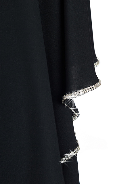 Черное асимметричное платье-мини со стразами, 3