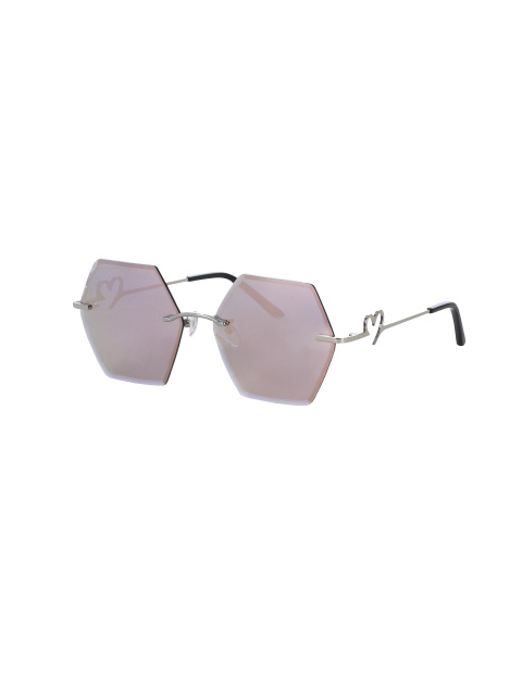 Солнцезащитные очки в серебристой оправе с розовыми зеркальными линзами, 1