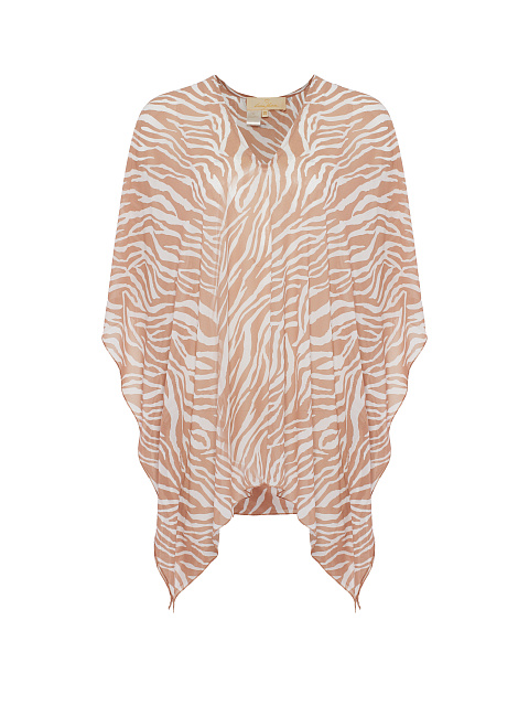 Бежевая туника из шифона с принтом, 1 Бежевая туника из шифона с принтом, 1