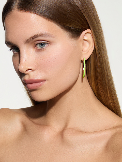 Хупсы из белого золота с эмалью Lime Color , 2 Хупсы из белого золота с эмалью Lime Color , 2
