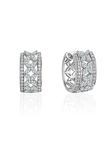 Хупсы из белого золота с бриллиантами, 1