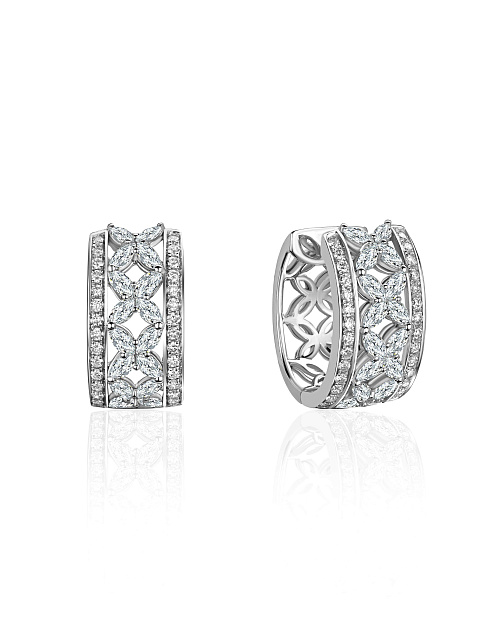 Хупсы из белого золота с бриллиантами, 1 Хупсы из белого золота с бриллиантами, 1