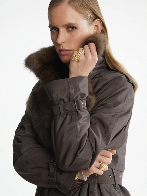 Коричневый тренч на подкладке из соболя, 7 Коричневый тренч на подкладке из соболя, 7