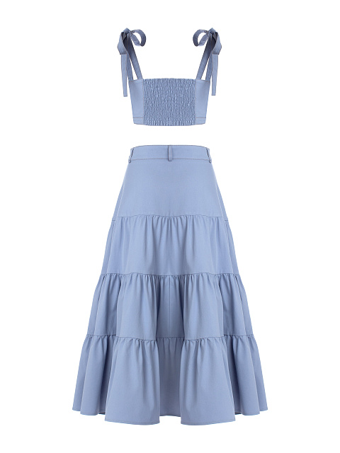 Голубой костюм из джинсовой ткани, 3