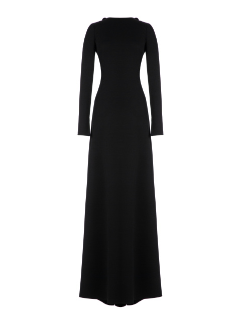 Черное платье с открытой спиной и отделкой из меха норки, 1