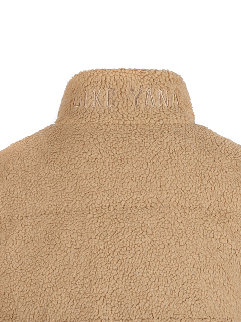 Бежевый пуховик из эко-меха, 4