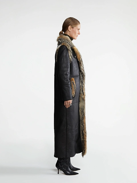 Черная дубленка из овчины и лисьего меха, 4 Черная дубленка из овчины и лисьего меха, 4