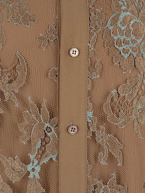 Бежевая блузка из кружева и шелка, 4