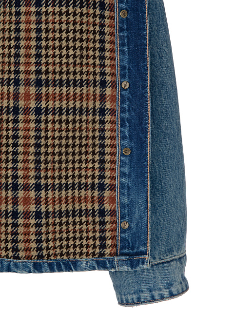 Голубая джинсовая куртка с бежевой подкладкой, 3