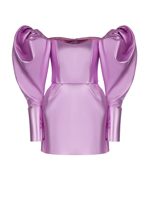 Розовое кожаное платье-мини, 1