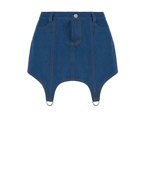 Синяя ультра мини юбка из денима, 1