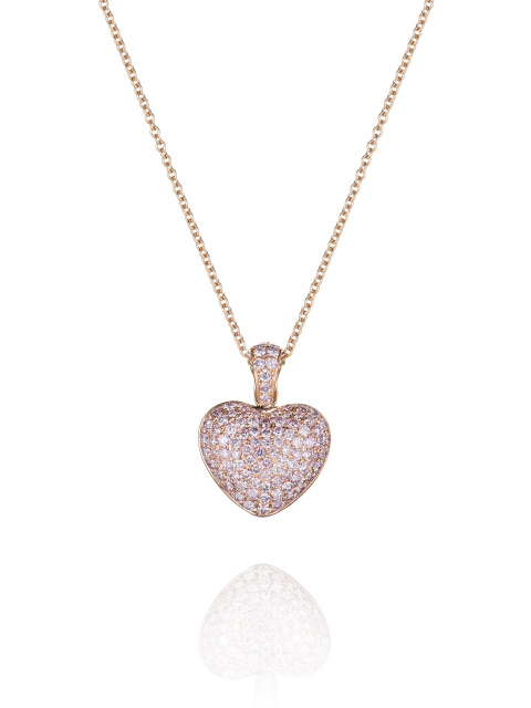 Колье из розового золота с кулоном в форме сердца с розовыми бриллиантами, 1