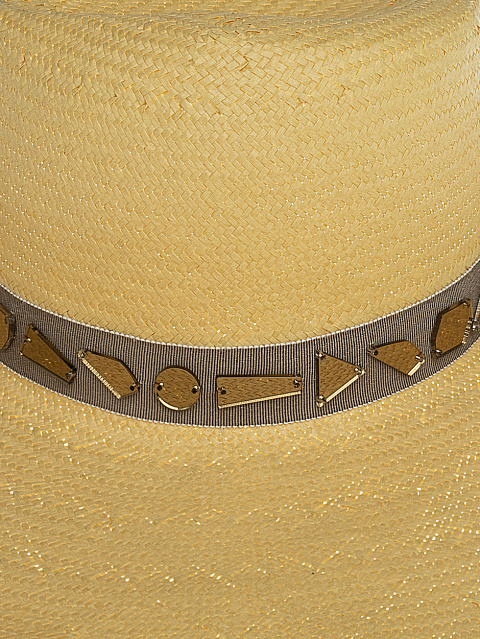 Соломенная шляпа с отделкой из зеркального декора, 3