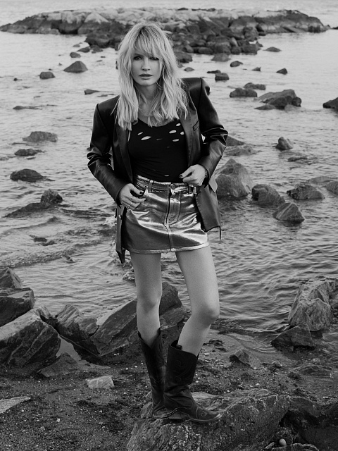 Черный кожаный жакет с фигурным низом, 5