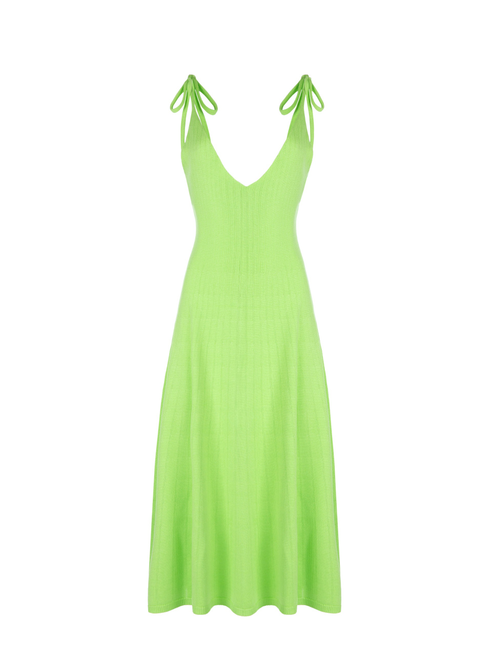 Зеленое вязаное платье-миди, 1