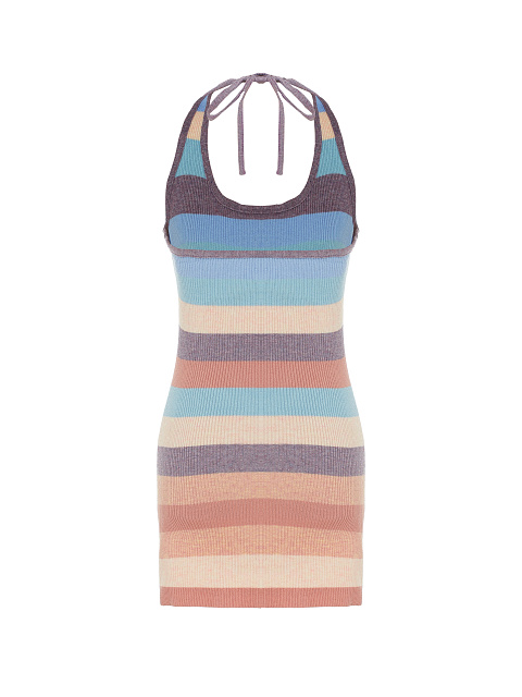 Трикотажное платье-мини в широкую полоску, 3