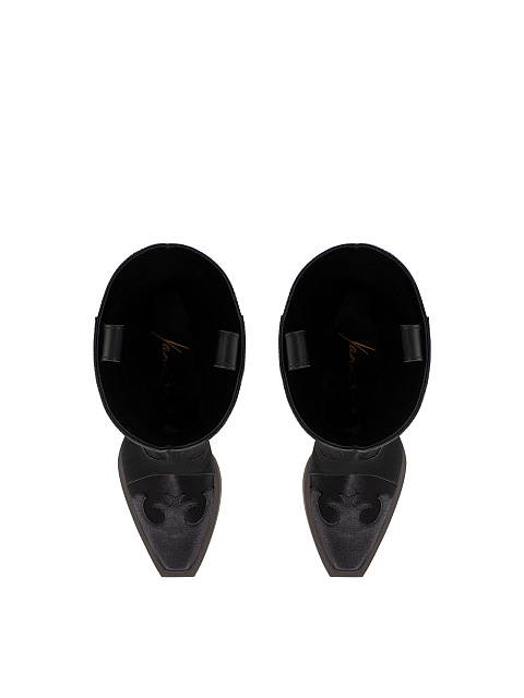 Черные казаки из сатина и замши с цепочкой, 4