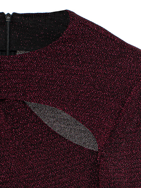 Бордовое трикотажное платье-мини с люрексом, 3