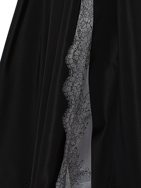 Черное платье-макси из тафты с открытыми плечами и кружевом, 5