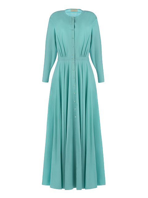 Бирюзовое хлопковое платье-макси, 1
