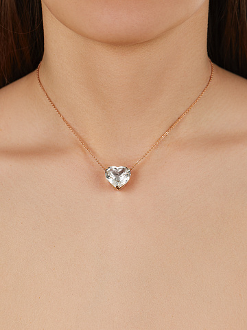 Колье из розового золота с прозрачным топазом в огранке «сердце», 2