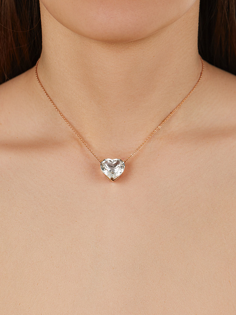 Колье из розового золота с прозрачным топазом в огранке «сердце», 2 Колье из розового золота с прозрачным топазом в огранке «сердце», 2