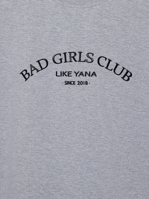 Cерая футболка с завязками и черной вышивкой, 3 Cерая футболка с завязками и черной вышивкой, 3