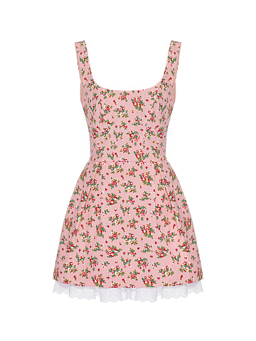 Розовое платье-мини с кружевным подъюбником, 1