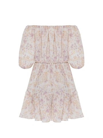 Платье-мини с сиреневым цветочным принтом, 2