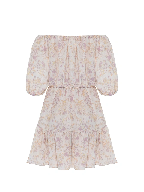 Платье-мини с сиреневым цветочным принтом, 2