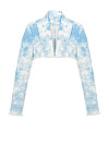 Голубой tie-dye жакет-болеро из денима Голубой tie-dye жакет-болеро из денима