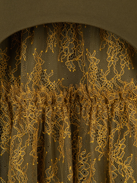 Зеленый комплект из топа и кружевной юбки, 3