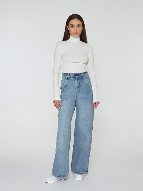 Белое боди с длинным рукавом и воротом-стойкой, 5 Белое боди с длинным рукавом и воротом-стойкой, 5