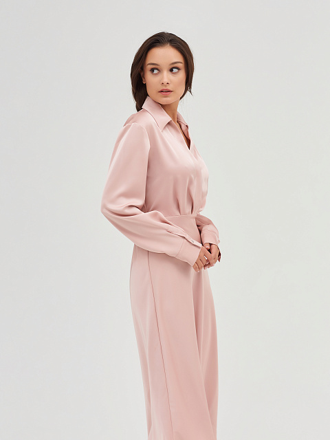 Розовое атласное платье-рубашка, 5 Розовое атласное платье-рубашка, 5