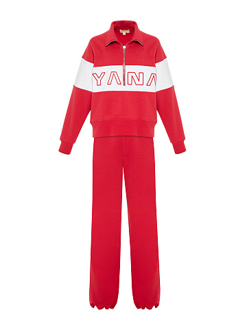 Красно-белый трикотажный костюм с вышивкой, 2