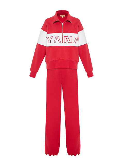 Красно-белый трикотажный костюм с вышивкой, 2